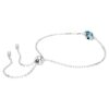Bracciale con pietra natale a taglio quadrato, dicembre, blu, placcato in rodio Bracciale con pietra natale a taglio quadrato, dicembre, blu, placcato in rodio