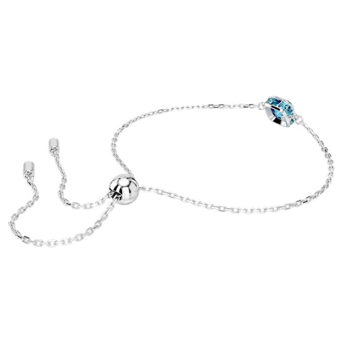 Bracciale con pietra natale a taglio quadrato, dicembre, blu, placcato in rodio Bracciale con pietra natale a taglio quadrato, dicembre, blu, placcato in rodio