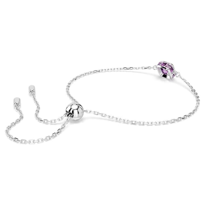Bracciale con pietra natale a taglio quadrato, febbraio, viola, placcato in rodio Bracciale con pietra natale a taglio quadrato, febbraio, viola, placcato in rodio