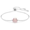 Bracciale con pietra natale a taglio quadrato, giugno, rosa, placcato in rodio Bracciale con pietra natale a taglio quadrato, giugno, rosa, placcato in rodio