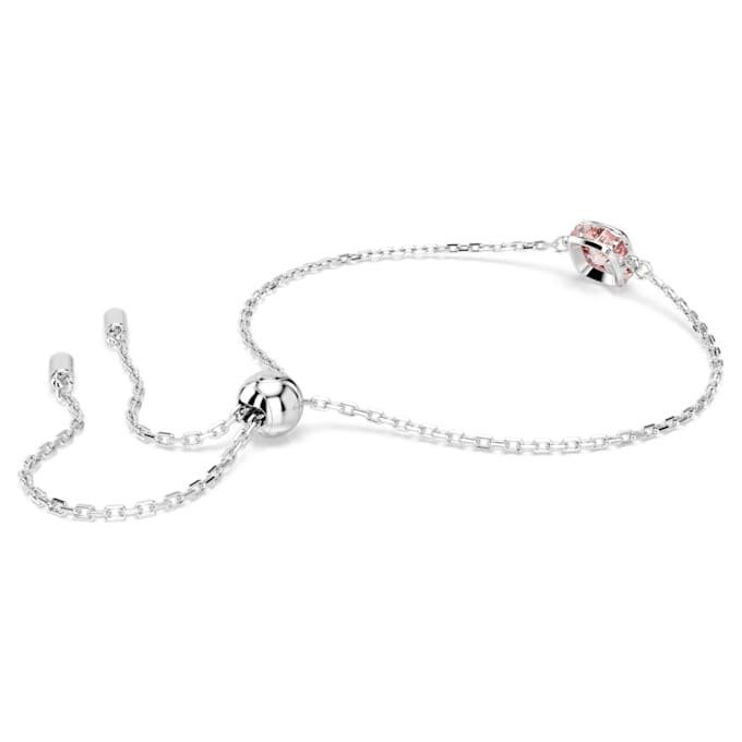 Bracciale con pietra natale a taglio quadrato, giugno, rosa, placcato in rodio Bracciale con pietra natale a taglio quadrato, giugno, rosa, placcato in rodio