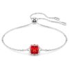 Bracciale con pietra natale a taglio quadrato, luglio, rosso, placcato in rodio Bracciale con pietra natale a taglio quadrato, luglio, rosso, placcato in rodio
