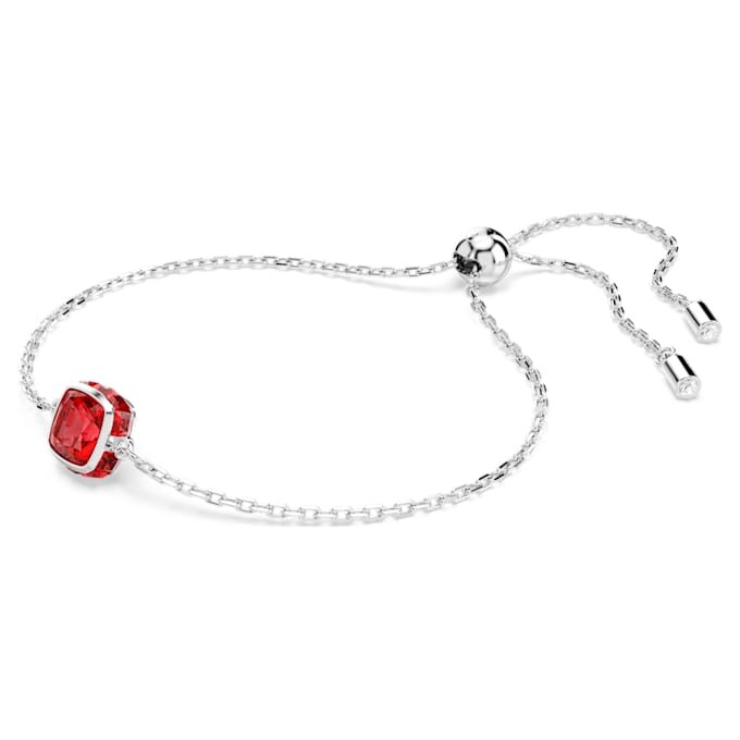Bracciale con pietra natale a taglio quadrato, luglio, rosso, placcato in rodio Bracciale con pietra natale a taglio quadrato, luglio, rosso, placcato in rodio