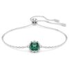 Bracciale con pietra natale a taglio quadrato, maggio, verde, placcato in rodio Bracciale con pietra natale a taglio quadrato, maggio, verde, placcato in rodio