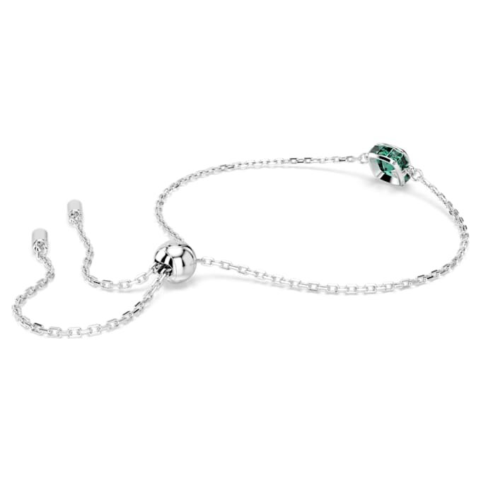 Bracciale con pietra natale a taglio quadrato, maggio, verde, placcato in rodio Bracciale con pietra natale a taglio quadrato, maggio, verde, placcato in rodio