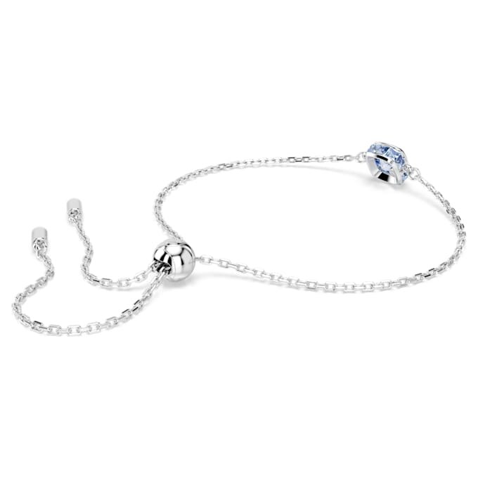 Bracciale con pietra natale a taglio quadrato, marzo, blu, placcato in rodio Bracciale con pietra natale a taglio quadrato, marzo, blu, placcato in rodio