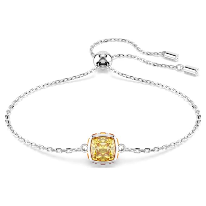 Bracciale con pietra natale a taglio quadrato, novembre, giallo, placcato in rodio Bracciale con pietra natale a taglio quadrato, novembre, giallo, placcato in rodio