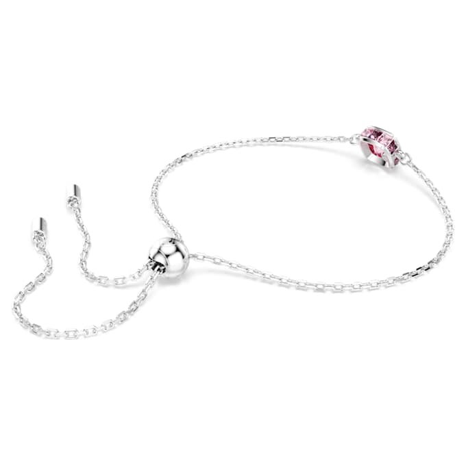 Bracciale con pietra natale a taglio quadrato, ottobre, rosa, placcato in rodio Bracciale con pietra natale a taglio quadrato, ottobre, rosa, placcato in rodio