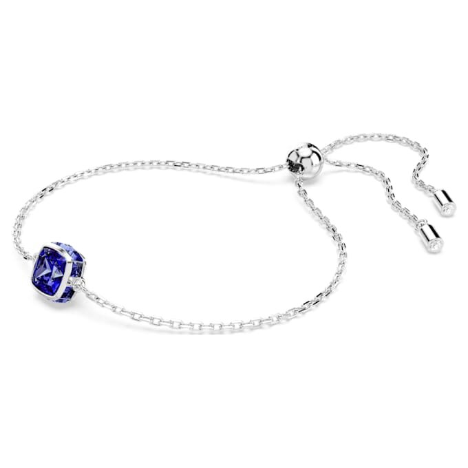Bracciale con pietra natale a taglio quadrato, settembre, blu, placcato in rodio Bracciale con pietra natale a taglio quadrato, settembre, blu, placcato in rodio