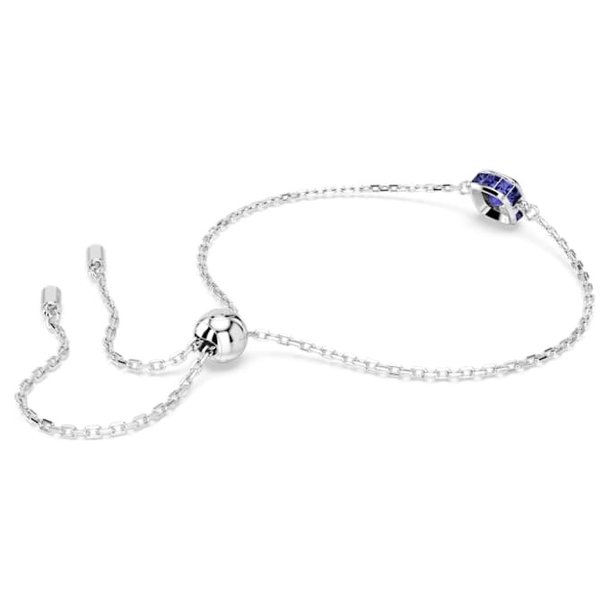 Bracciale con pietra natale a taglio quadrato, settembre, blu, placcato in rodio Bracciale con pietra natale a taglio quadrato, settembre, blu, placcato in rodio