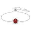 Bracciale con pietre natali a taglio quadrato, gennaio, rosso, placcato in rodio Bracciale con pietre natali a taglio quadrato, gennaio, rosso, placcato in rodio