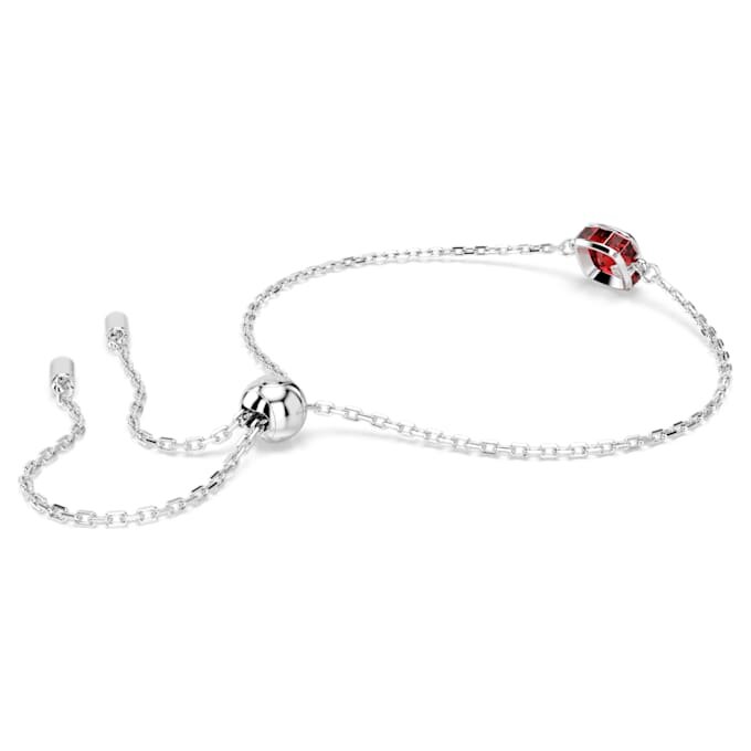 Bracciale con pietre natali a taglio quadrato, gennaio, rosso, placcato in rodio Bracciale con pietre natali a taglio quadrato, gennaio, rosso, placcato in rodio