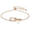 Bracciale Constella con perla di cristallo, taglio rotondo, bianco, placcato oro rosa