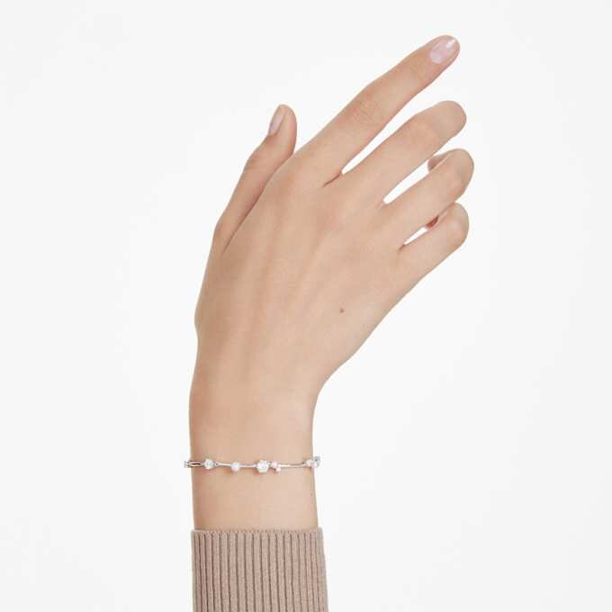 Bracciale Constella con perle di cristallo, taglio rotondo, bianco, placcato in rodio Bracciale Constella con perle di cristallo, taglio rotondo, bianco, placcato in rodio