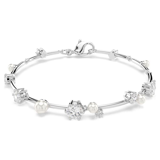 Bracciale Constella con perle di cristallo, taglio rotondo, bianco, placcato in rodio Bracciale Constella con perle di cristallo, taglio rotondo, bianco, placcato in rodio