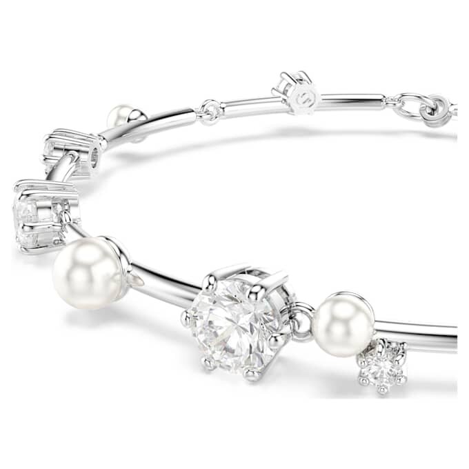 Bracciale Constella con perle di cristallo, taglio rotondo, bianco, placcato in rodio Bracciale Constella con perle di cristallo, taglio rotondo, bianco, placcato in rodio