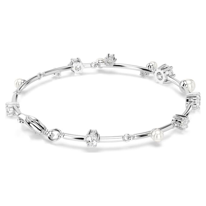 Bracciale Constella con perle di cristallo, taglio rotondo, bianco, placcato in rodio Bracciale Constella con perle di cristallo, taglio rotondo, bianco, placcato in rodio