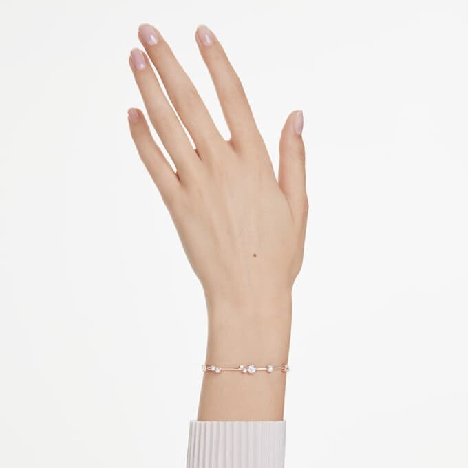 Bracciale Constella con perle di cristallo, taglio rotondo, bianco, placcato oro rosa Bracciale Constella con perle di cristallo, taglio rotondo, bianco, placcato oro rosa