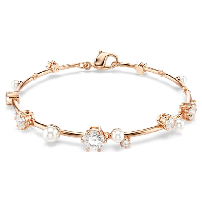 Bracciale Constella con perle di cristallo, taglio rotondo, bianco, placcato oro rosa Bracciale Constella con perle di cristallo, taglio rotondo, bianco, placcato oro rosa