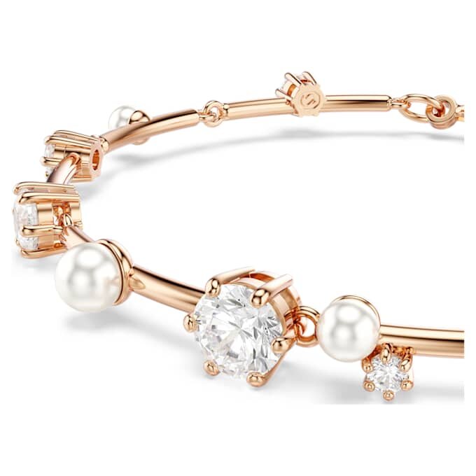 Bracciale Constella con perle di cristallo, taglio rotondo, bianco, placcato oro rosa Bracciale Constella con perle di cristallo, taglio rotondo, bianco, placcato oro rosa