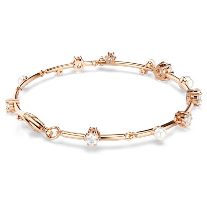 Bracciale Constella con perle di cristallo, taglio rotondo, bianco, placcato oro rosa Bracciale Constella con perle di cristallo, taglio rotondo, bianco, placcato oro rosa
