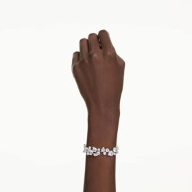 Bracciale Constella con tagli misti, bianco, placcato in rodio