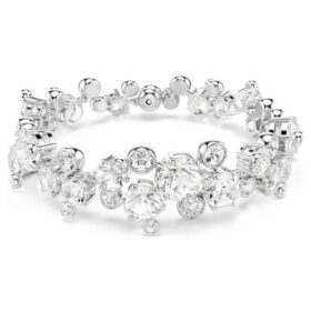 Bracciale Constella con tagli misti, bianco, placcato in rodio