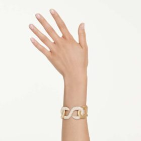 Bracciale Dextera a taglio rotondo, bianco, placcato in oro Bracciale Dextera a taglio rotondo, bianco, placcato in oro