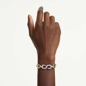 Bracciale Dextera con taglio rotondo, barra a T, bianco, finitura in metalli misti Bracciale Dextera con taglio rotondo, barra a T, bianco, finitura in metalli misti