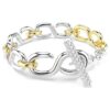 Bracciale Dextera con taglio rotondo, barra a T, bianco, finitura in metalli misti Bracciale Dextera con taglio rotondo, barra a T, bianco, finitura in metalli misti