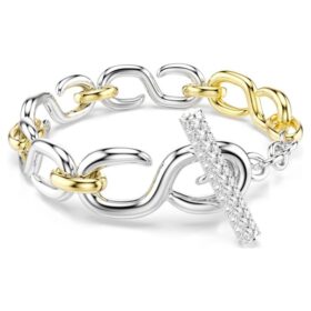 Bracciale Dextera con taglio rotondo, barra a T, bianco, finitura in metalli misti Bracciale Dextera con taglio rotondo, barra a T, bianco, finitura in metalli misti