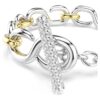 Bracciale Dextera con taglio rotondo, barra a T, bianco, finitura in metalli misti Bracciale Dextera con taglio rotondo, barra a T, bianco, finitura in metalli misti