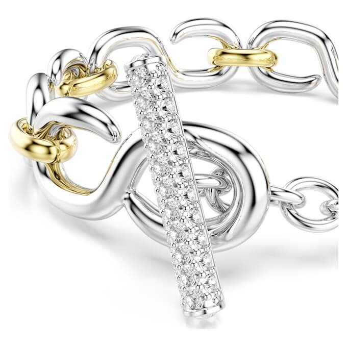 Bracciale Dextera con taglio rotondo, barra a T, bianco, finitura in metalli misti Bracciale Dextera con taglio rotondo, barra a T, bianco, finitura in metalli misti