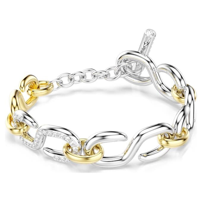 Bracciale Dextera con taglio rotondo, barra a T, bianco, finitura in metalli misti Bracciale Dextera con taglio rotondo, barra a T, bianco, finitura in metalli misti