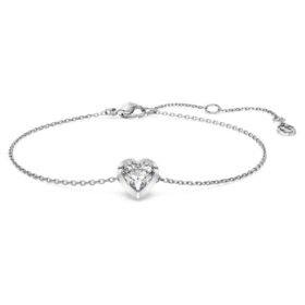 Bracciale Eternity con diamanti sintetici 0,5 ct totali, a forma di cuore, argento sterling Bracciale Eternity con diamanti sintetici 0,5 ct totali, a forma di cuore, argento sterling