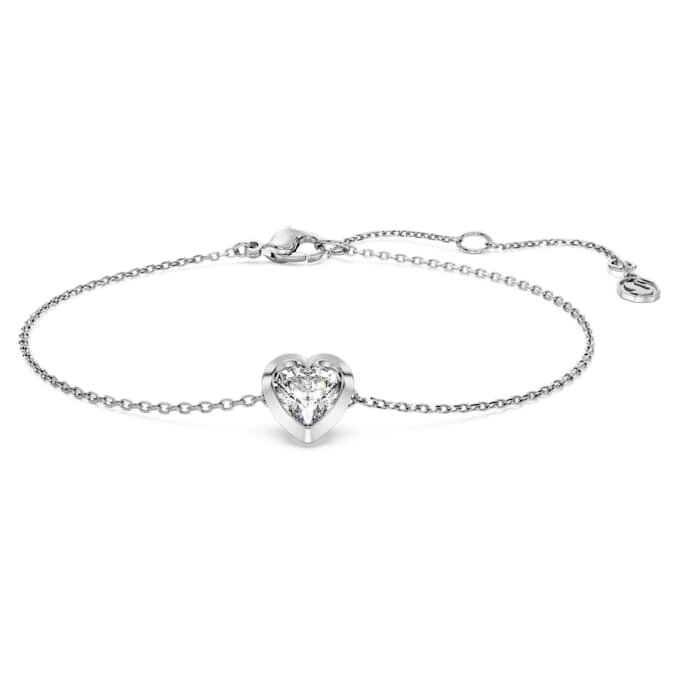 Bracciale Eternity con diamanti sintetici 0,5 ct totali, a forma di cuore, argento sterling Bracciale Eternity con diamanti sintetici 0,5 ct totali, a forma di cuore, argento sterling