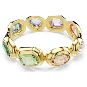 Bracciale Gema con cristalli oversize, tagli misti, multicolore, placcato in oro Bracciale Gema con cristalli oversize, tagli misti, multicolore, placcato in oro