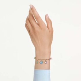 Bracciale Gema con tagli misti, cristalli pendenti, multicolore, placcato in oro Bracciale Gema con tagli misti, cristalli pendenti, multicolore, placcato in oro