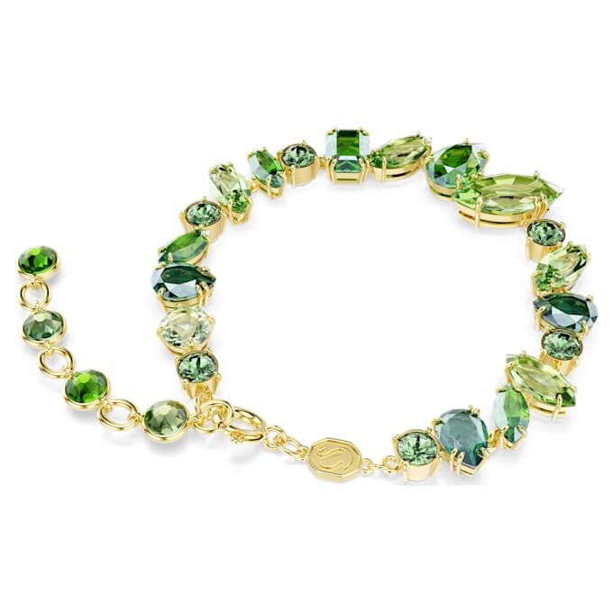 Bracciale Gema con tagli misti, verde, placcato in oro Bracciale Gema con tagli misti, verde, placcato in oro