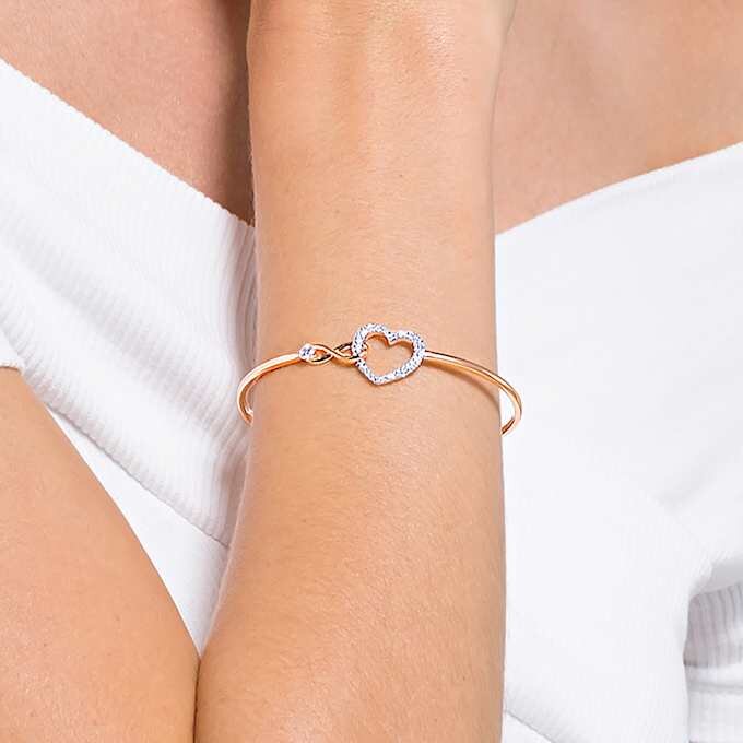 Bracciale Hyperbola con simbolo dell’Infinity e cuore, bianco, finitura in metalli misti Bracciale Hyperbola con simbolo dell’Infinity e cuore, bianco, finitura in metalli misti