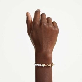 Bracciale Idyllia con perla di cristallo, bianco, placcato oro Bracciale Idyllia con perla di cristallo, bianco, placcato oro
