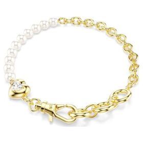 Bracciale Idyllia con perla di cristallo, bianco, placcato oro Bracciale Idyllia con perla di cristallo, bianco, placcato oro