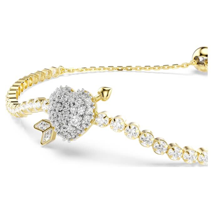 Bracciale Idyllia con tagli misti, cuore con freccia, bianco, placcato oro Bracciale Idyllia con tagli misti, cuore con freccia, bianco, placcato oro