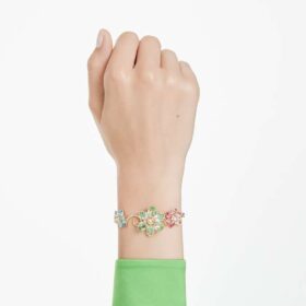 Bracciale Idyllia con tagli misti, fiore, multicolore, placcato oro