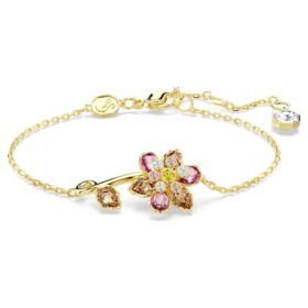 Bracciale Idyllia con tagli misti, fiore, multicolore, placcato oro