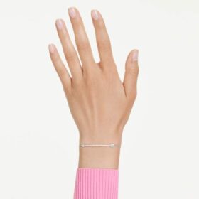 Bracciale Idyllia con tagli misti, freccia, bianco, placcato in rodio