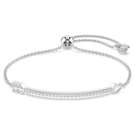 Bracciale Idyllia con tagli misti, freccia, bianco, placcato in rodio