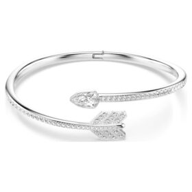 Bracciale Idyllia con tagli misti, freccia, bianco, placcato in rodio