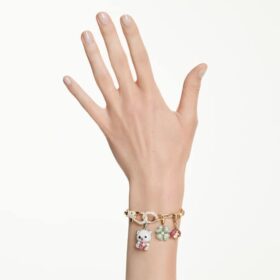 Bracciale Idyllia con tagli misti, motivi misti, multicolore, placcato oro