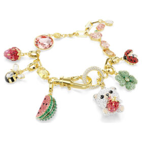 Bracciale Idyllia con tagli misti, motivi misti, multicolore, placcato oro